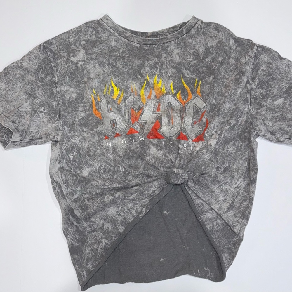 AC/DC Gray and Red Short Sleeve Tee